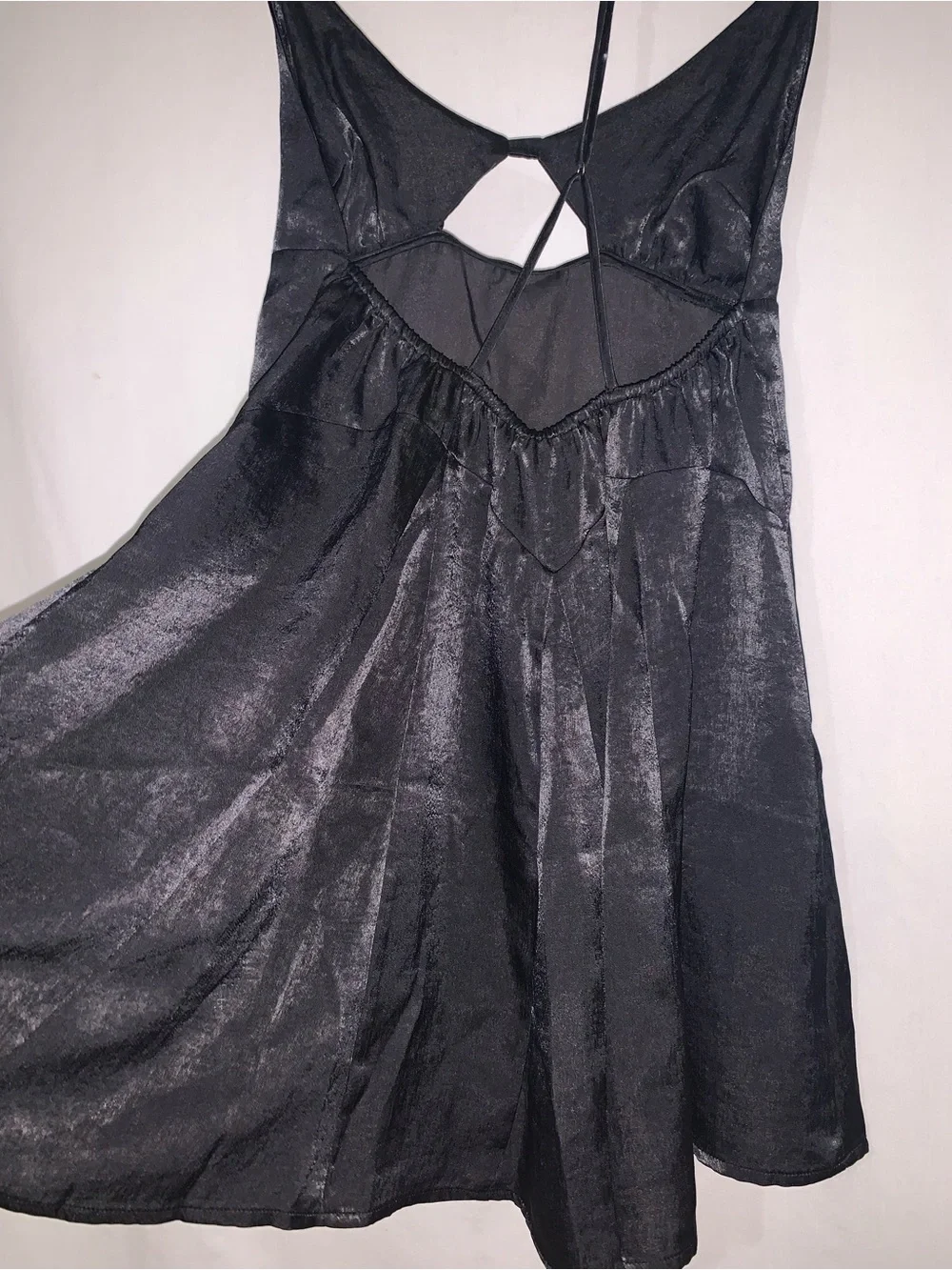 Free People Good Catch Satin Mini Dress In Night Swim Black S